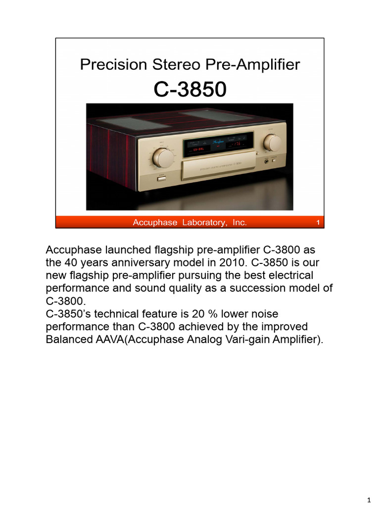Accuphase C-3850 Pre-Amplifier Overview | PDF | Amplifier | Electrical ...
