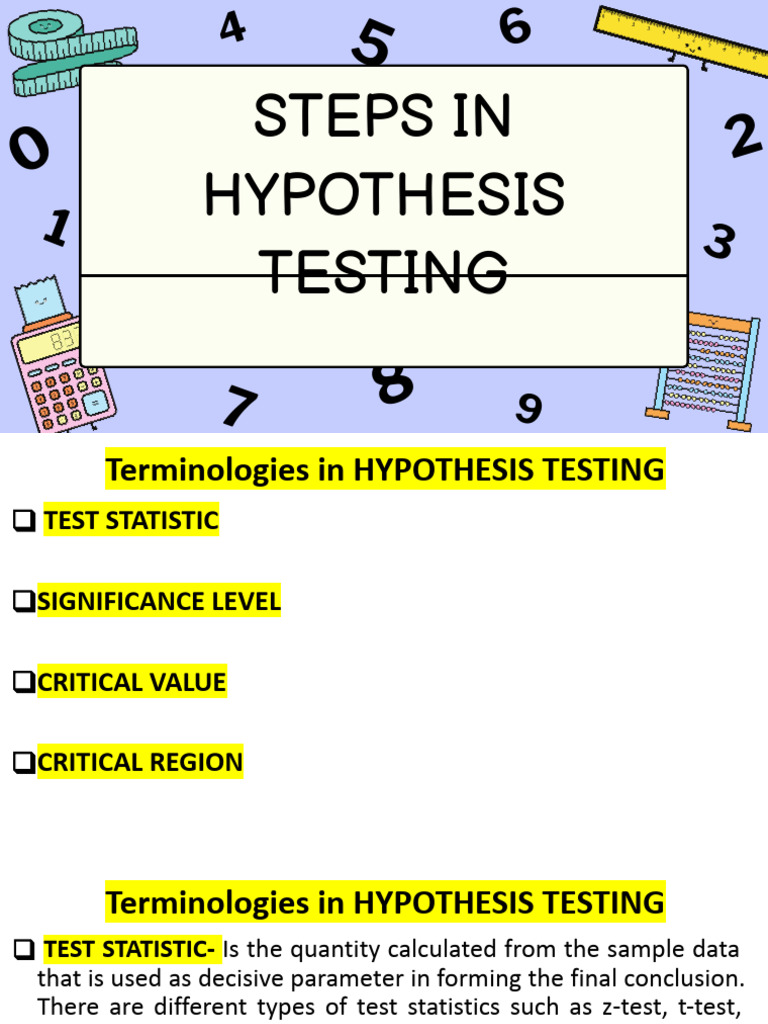 LESSON-10-STEPS-IN-HYPOTHESIS-TESTING.pptx | PDF | Statistical ...