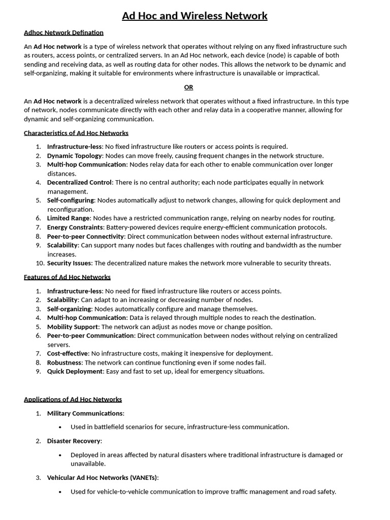 Ad Hoc Wireless Network Guide | PDF | Wireless Ad Hoc Network ...