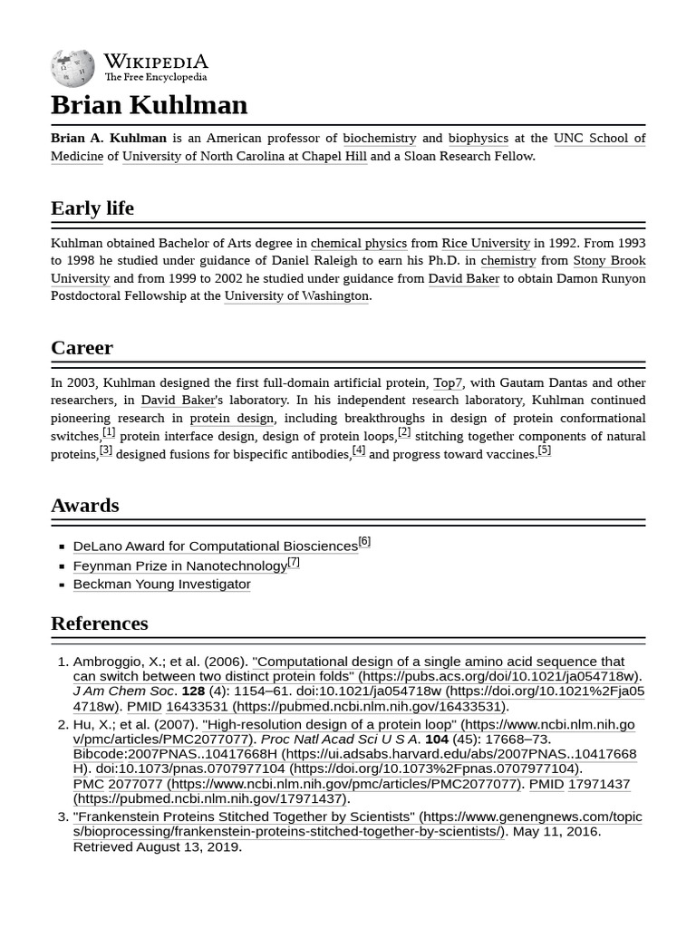 Brian Kuhlman Pdf Biotechnology Biochemistry