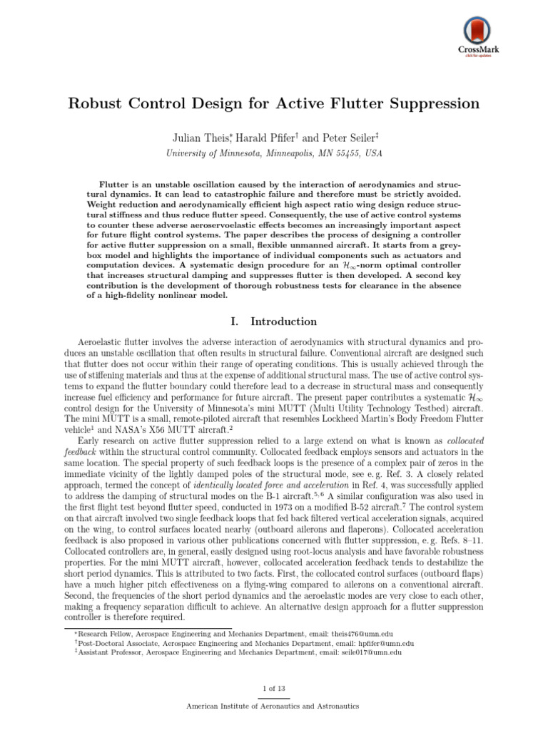 Theis 2016 Pdf Control Theory Aircraft