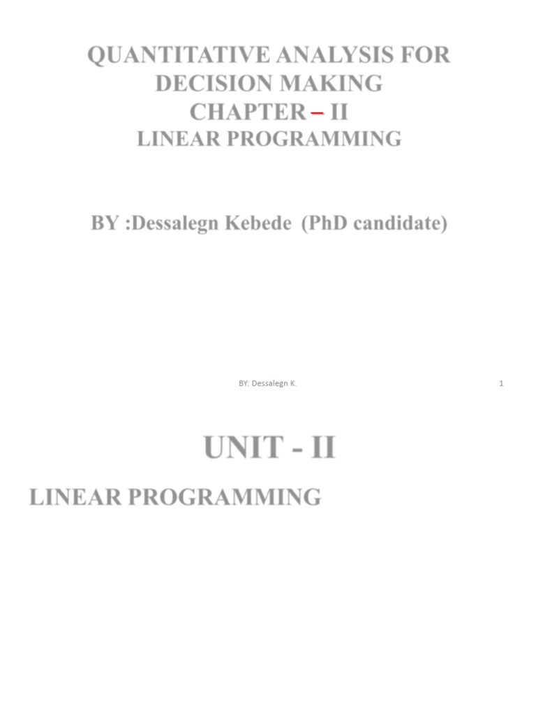 Qabd Chapter - II Ppts | PDF | Mathematical Optimization | Linear ...