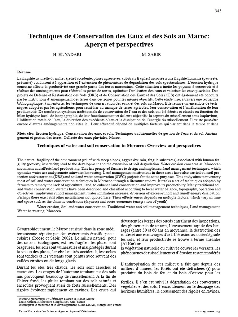 Techniques de conservation des sols au Maroc | PDF | Ruissellement | Maïs