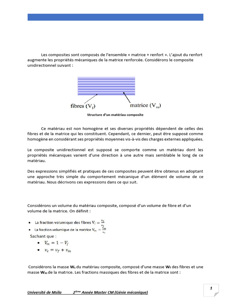 Propriétés des composites unidirectionnels | PDF | Matériau composite ...
