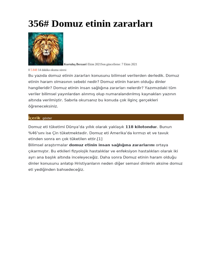 Donuz Əti VƏ Zərərləri | PDF
