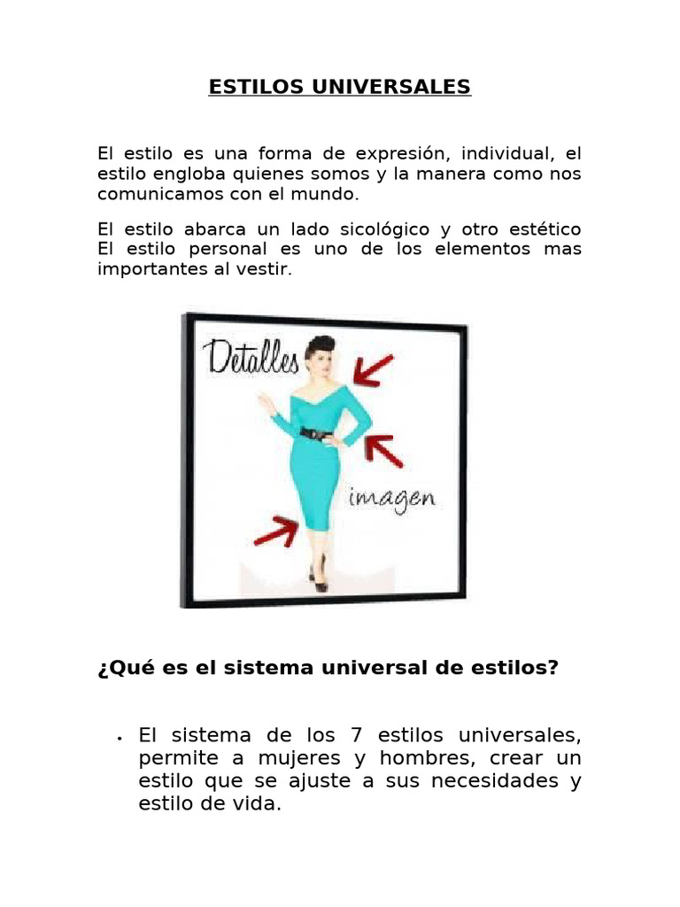 Guía de Estilos Universales en Moda | PDF