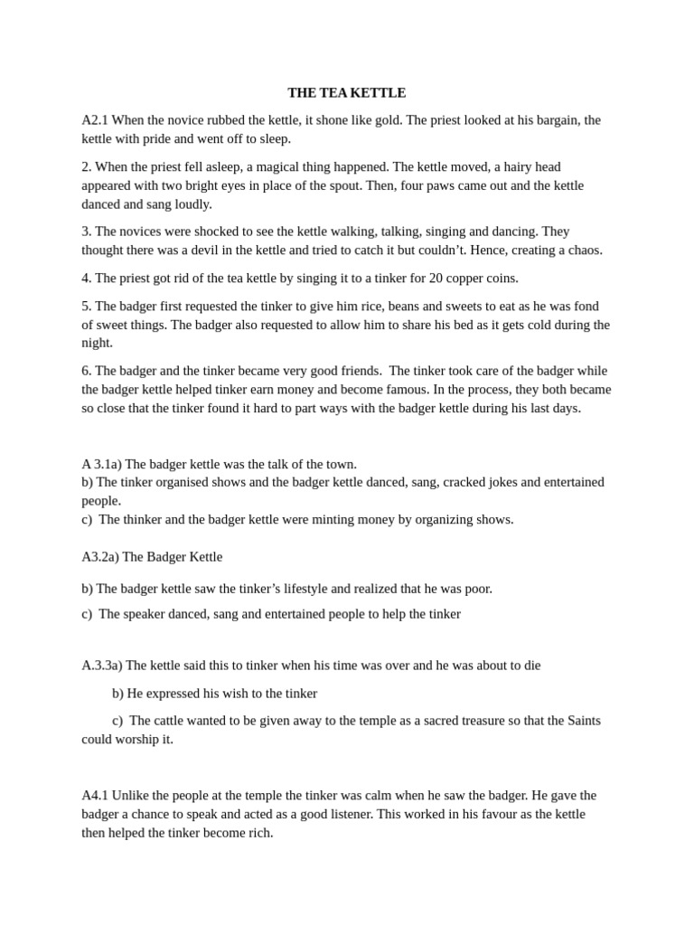 The Tale of the Badger Kettle | PDF