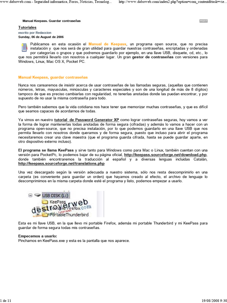 Manual de KeePass para guardar contraseñas | PDF | Contraseña | Software