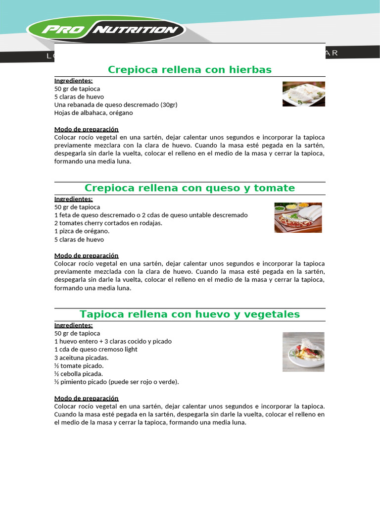 Recetas Saludables de Tapioca Rellena | PDF | Relleno | Comida y bebida