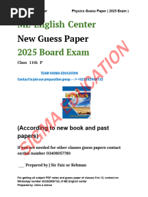 Class 11 New Physics Book Guess Paper 2025--SIGMA EDUCATION