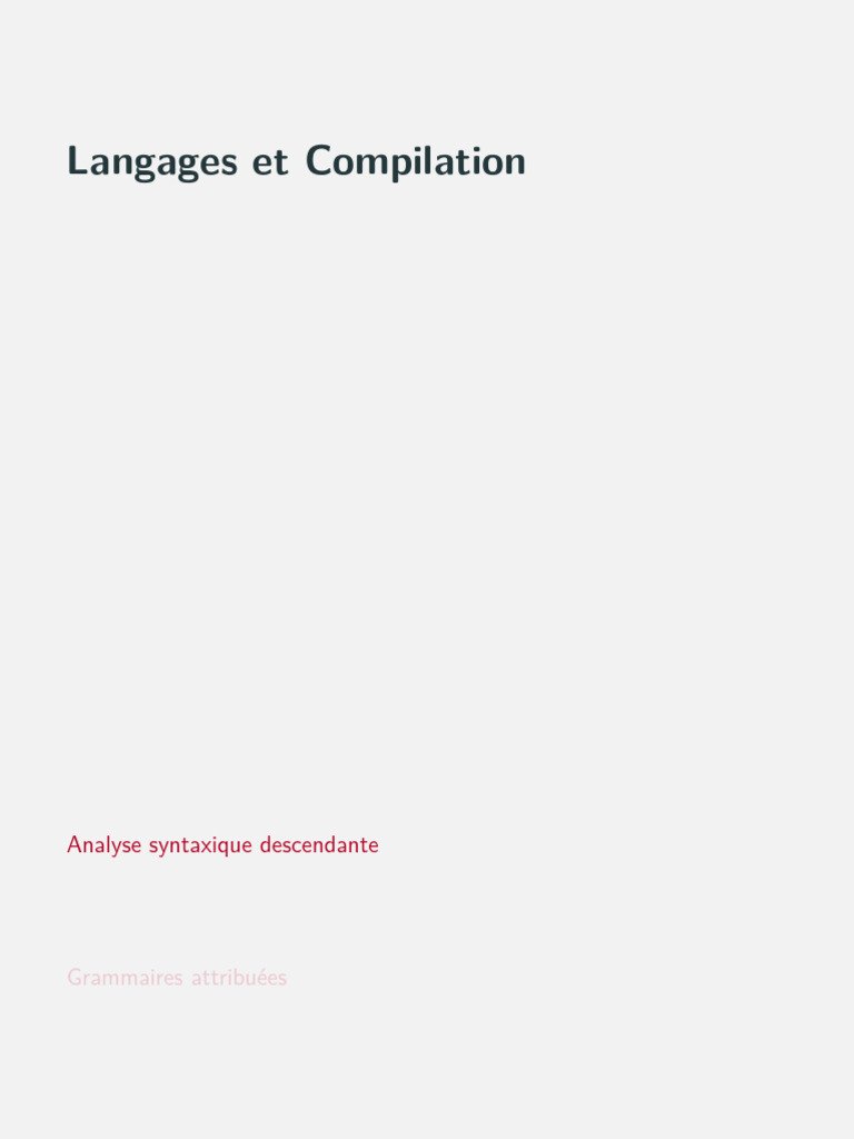 Analyse syntaxique et grammaires attribuées | PDF | Syntaxe (logique ...