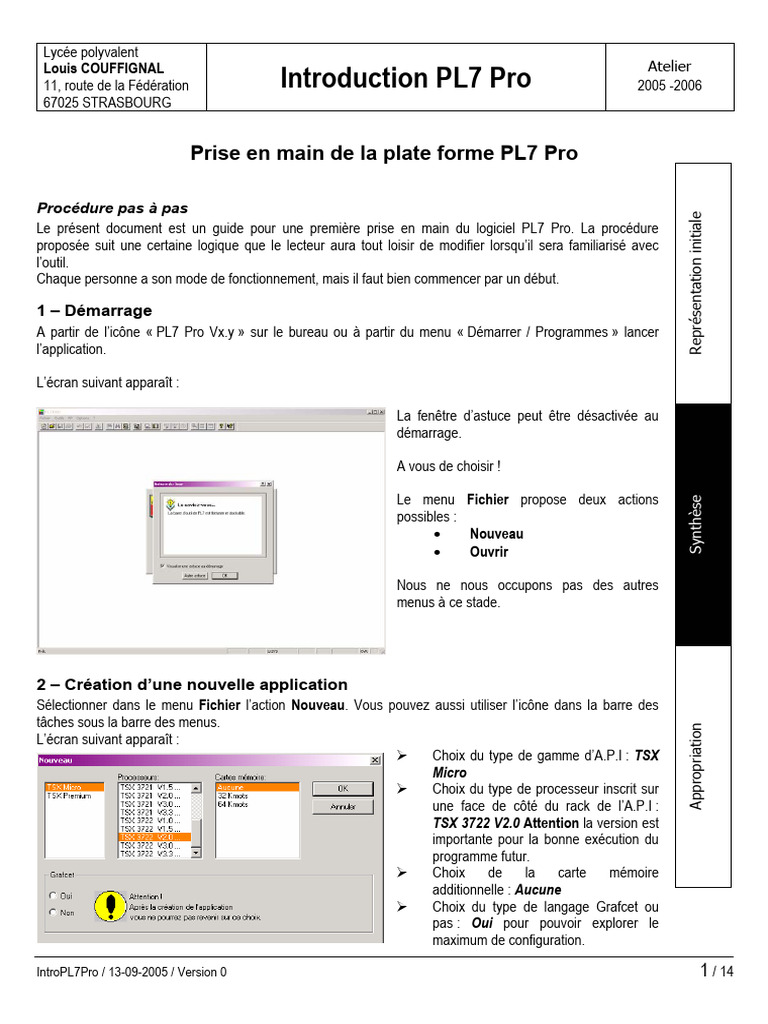 Guide d'utilisation PL7 Pro Strasbourg | PDF | Programme informatique ...