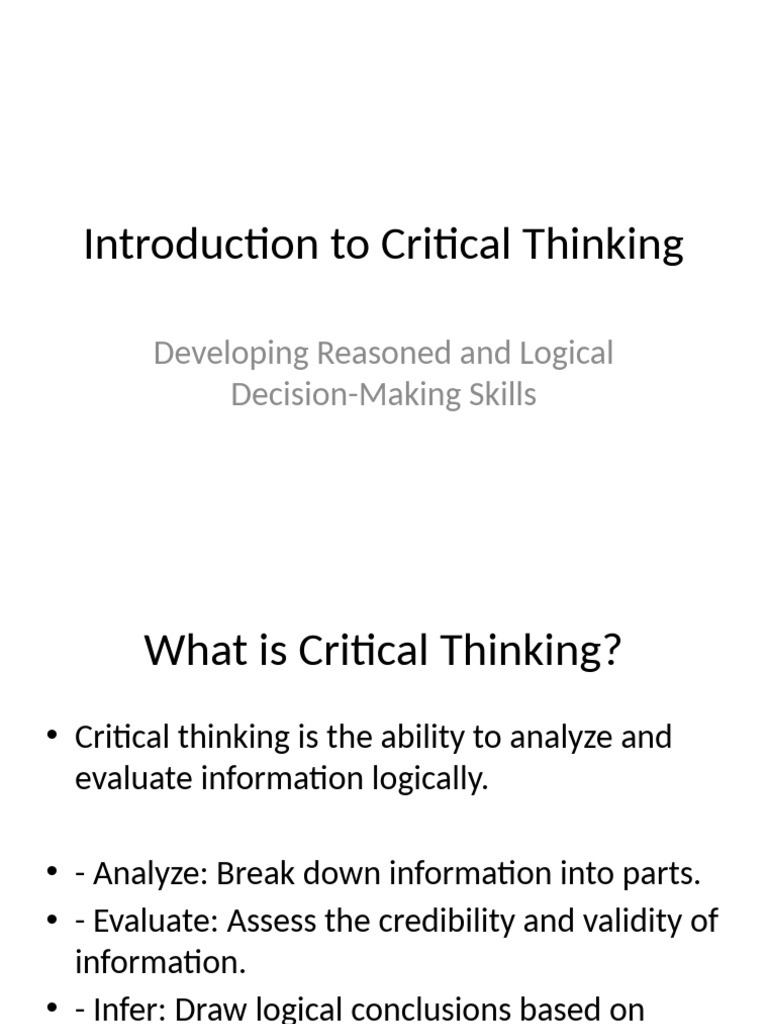 Critical Thinking Skills Explained | PDF