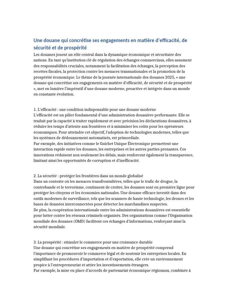 Douanes 2025 : Efficacité et Sécurité | PDF | Sécurité | Économie