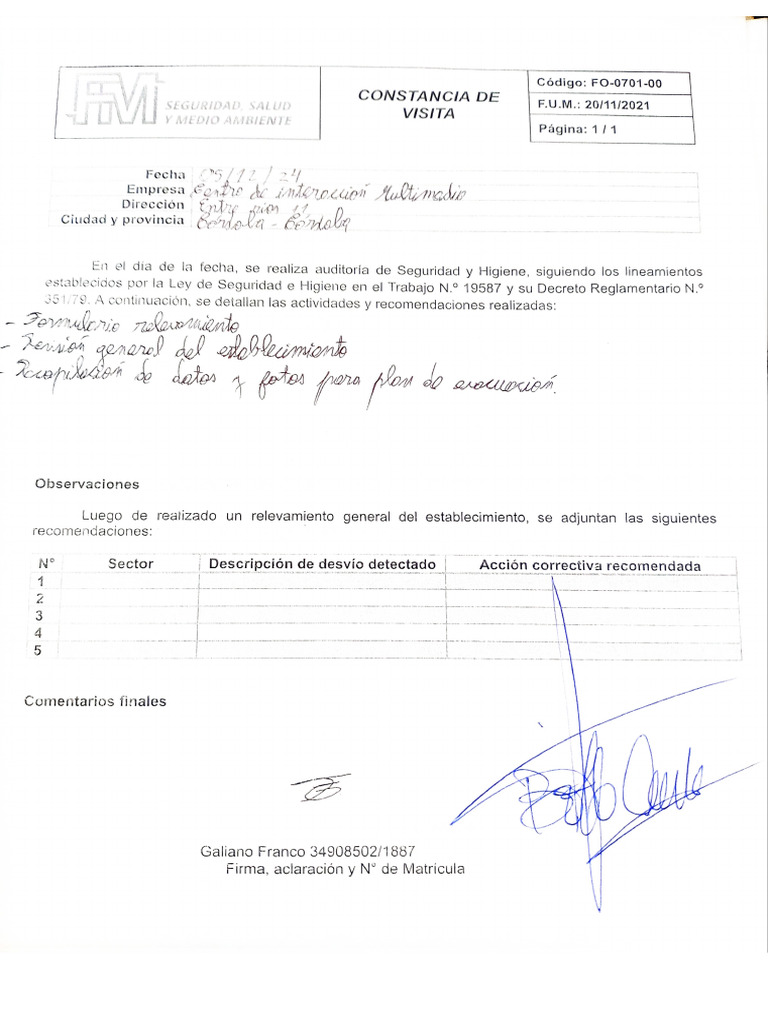 2024.12.05 Constancia Visita Entre Rios | PDF