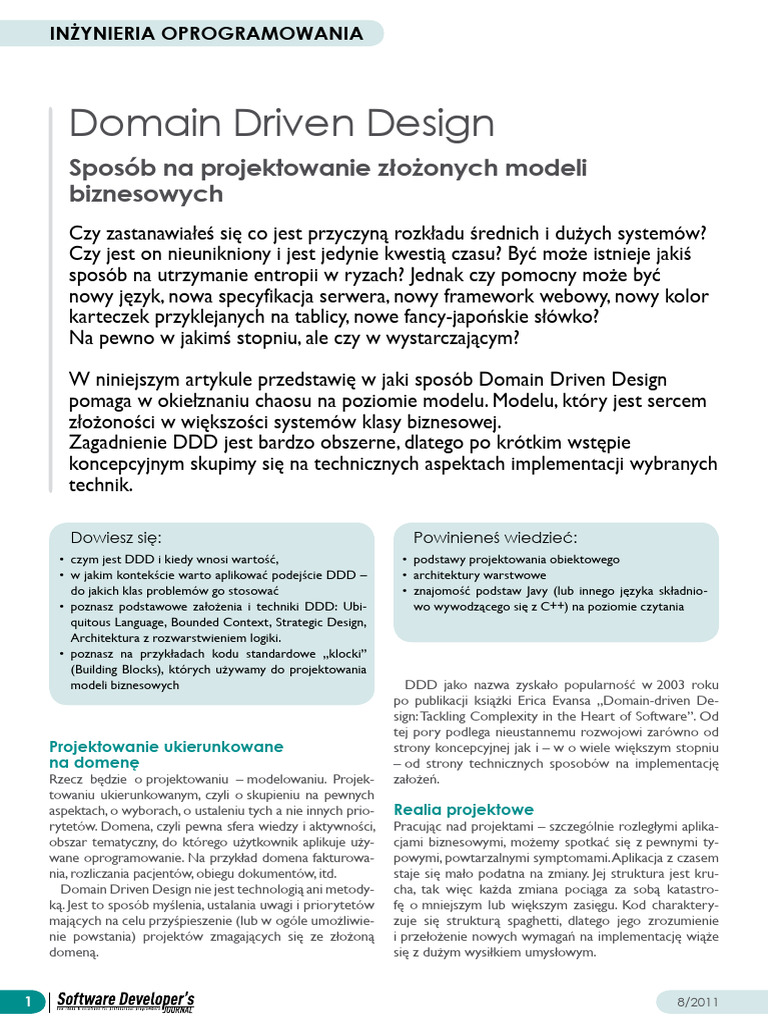 Domain Driven Design: Sposób Na Projektowanie Złożonych Modeli ...