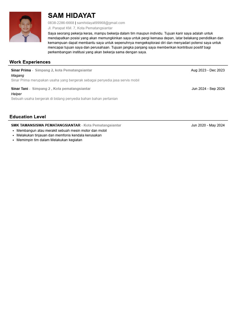 Sam Hidayat-Resume | PDF