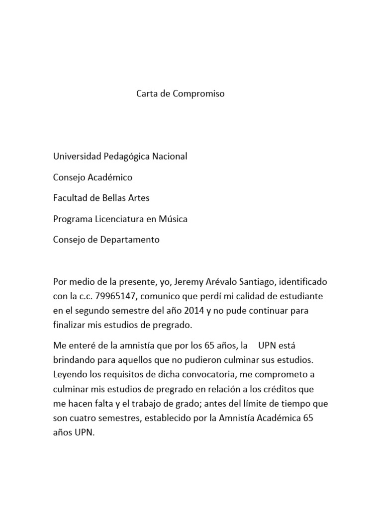 Compromiso para Culminar Estudios UPN | PDF