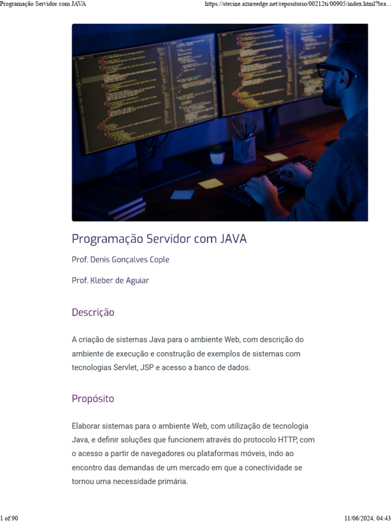Desenvolvimento Web com Java: Servlets e JSP | PDF | Serviço de ...