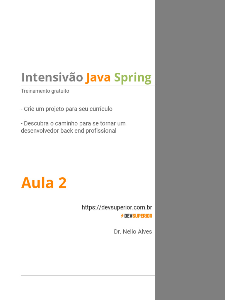 Intensivão Java Spring: Treinamento Gratuito | PDF