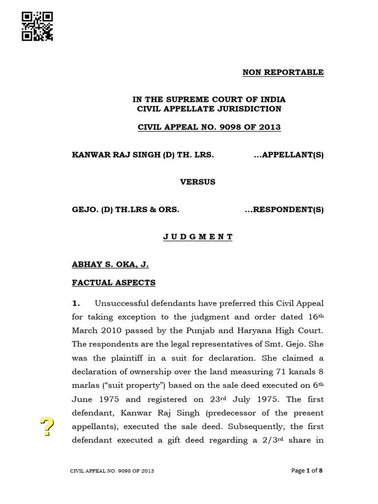 Supreme Court Ruling on Land Sale Dispute | PDF | Appeal | Lawsuit