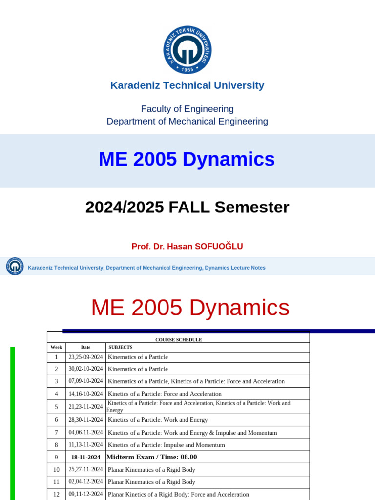 Dynamics Lecture Notes for ME 2005 | PDF | Force | Classical Mechanics