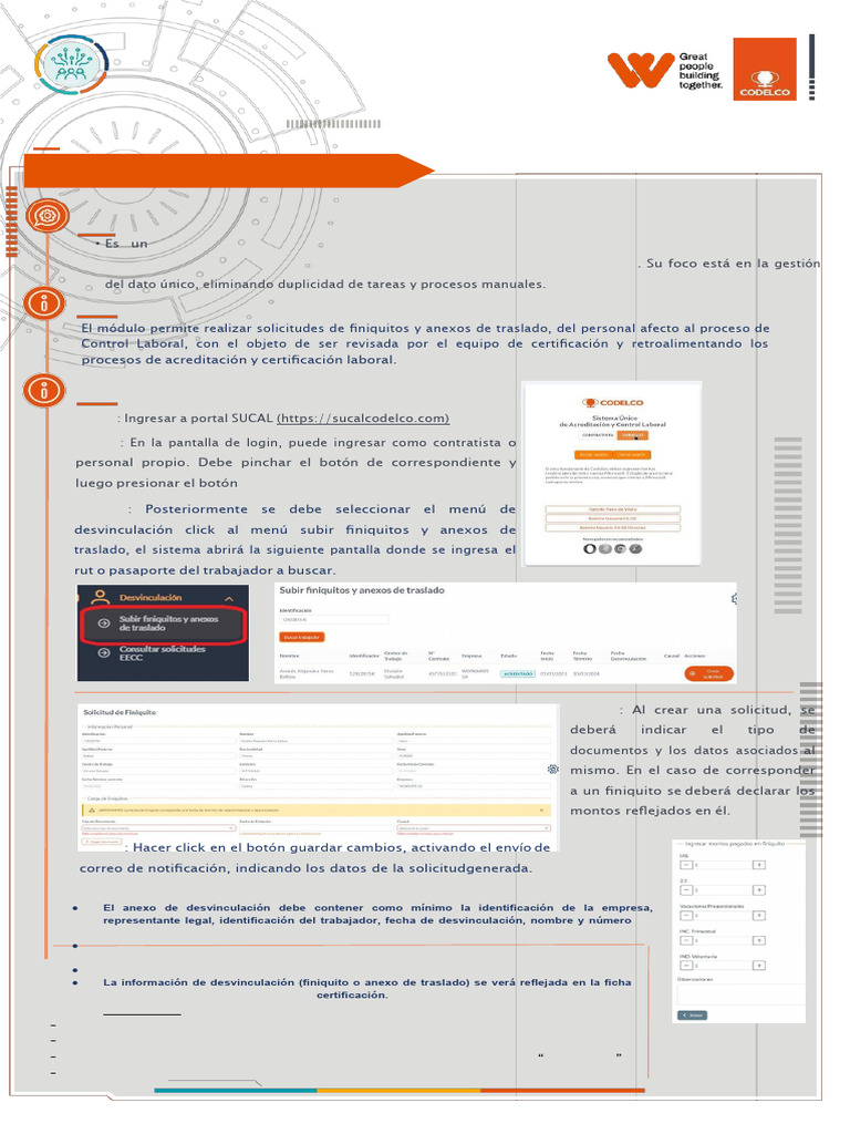Módulo de Finiquitos en SUCAL Codelco | PDF | Informática