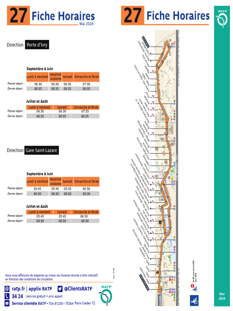 Fiches Horaires Busratp Line-27 Bidirectional | PDF