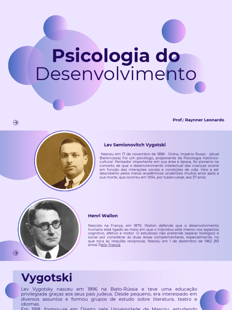 Vygotsky e Wallon: Teorias do Desenvolvimento | PDF | Psicologia | Evolução