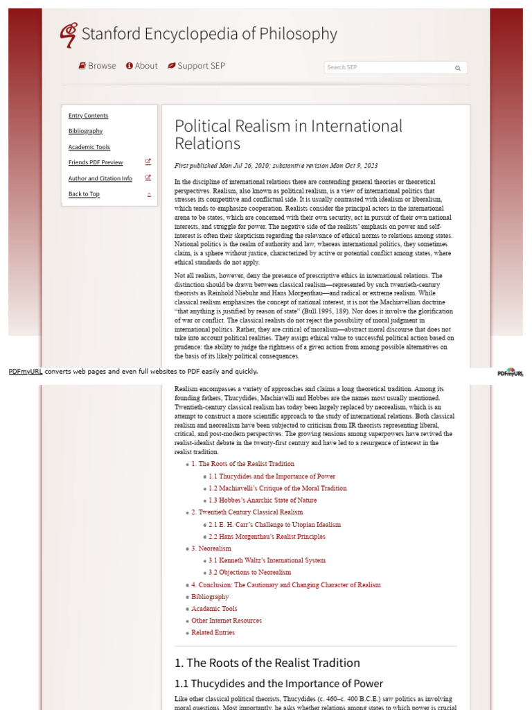 Political Realism in International Relations | PDF | Niccolò ...