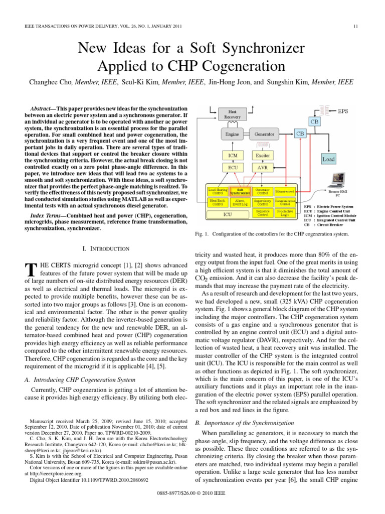 New Ideas For A Soft Synchronizer Applied To CHP Cogenertaion | PDF ...