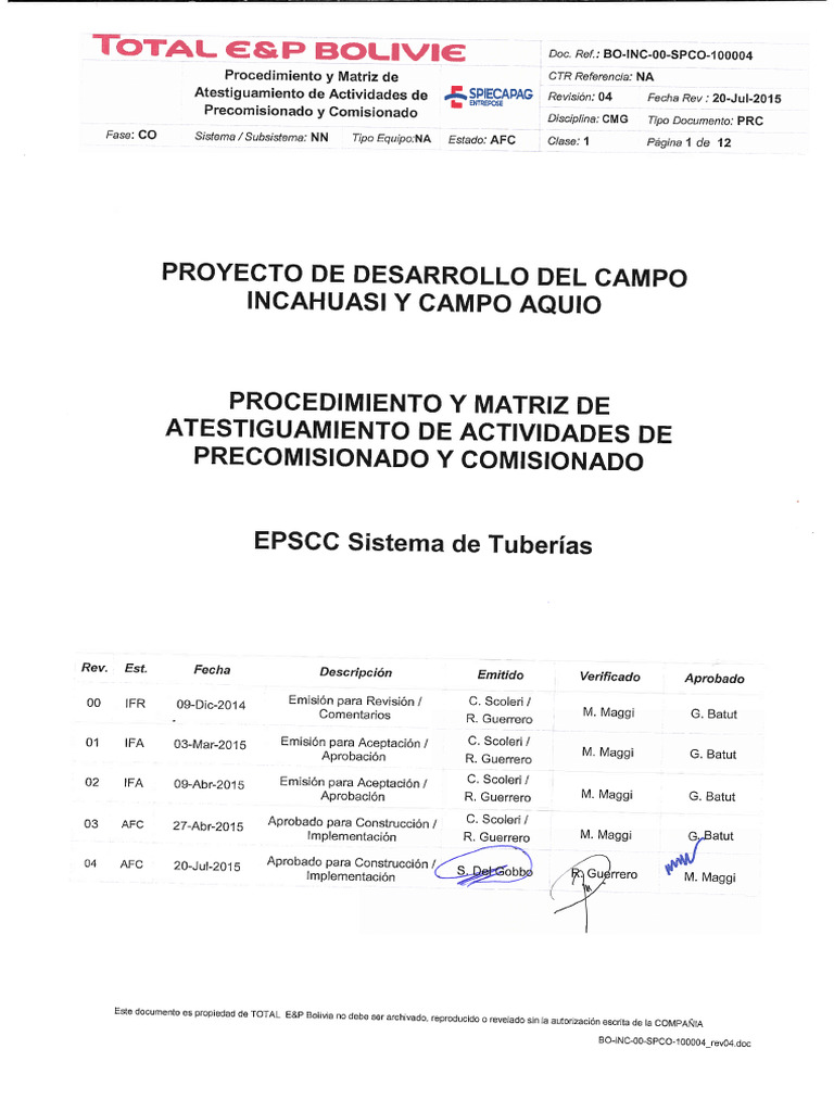 BO INC 00 SPCO 100004 - Rev04 | PDF