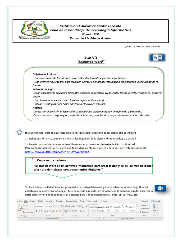 Guia #1 - Grado 9° - Tecnología e Informática | PDF | Informática