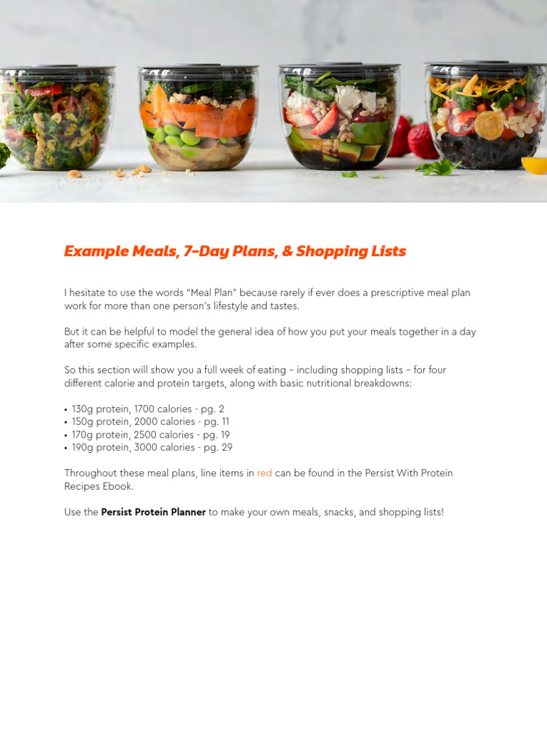 7-Day Meal Plans for Protein Goals | PDF | Turkey Meat | Lunch