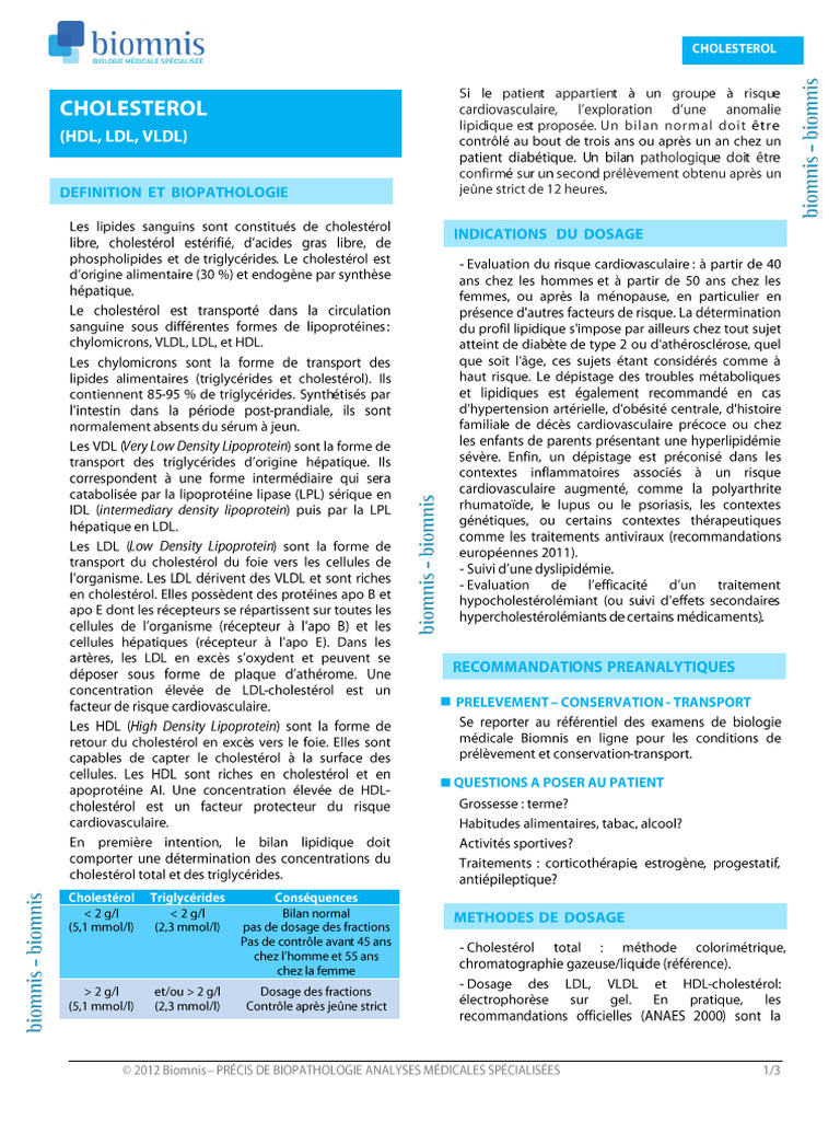 Cholesterol HDL LDL VLDL | PDF