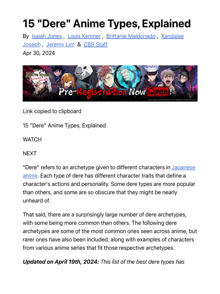 Anime's Dere Types, Explained | PDF, image size:768x1024