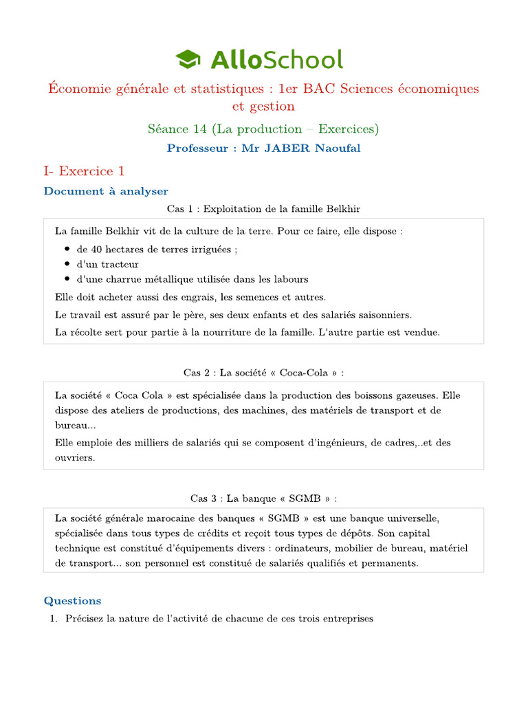 Exercice 1 Bac | PDF