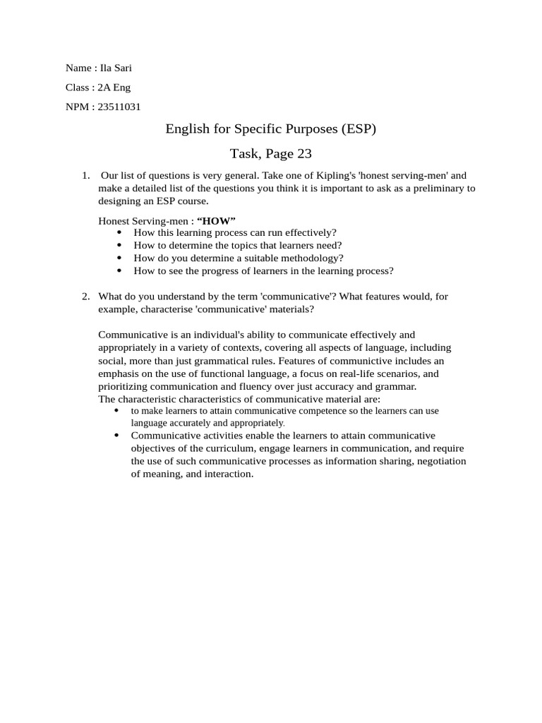 Designing Effective ESP Courses | PDF