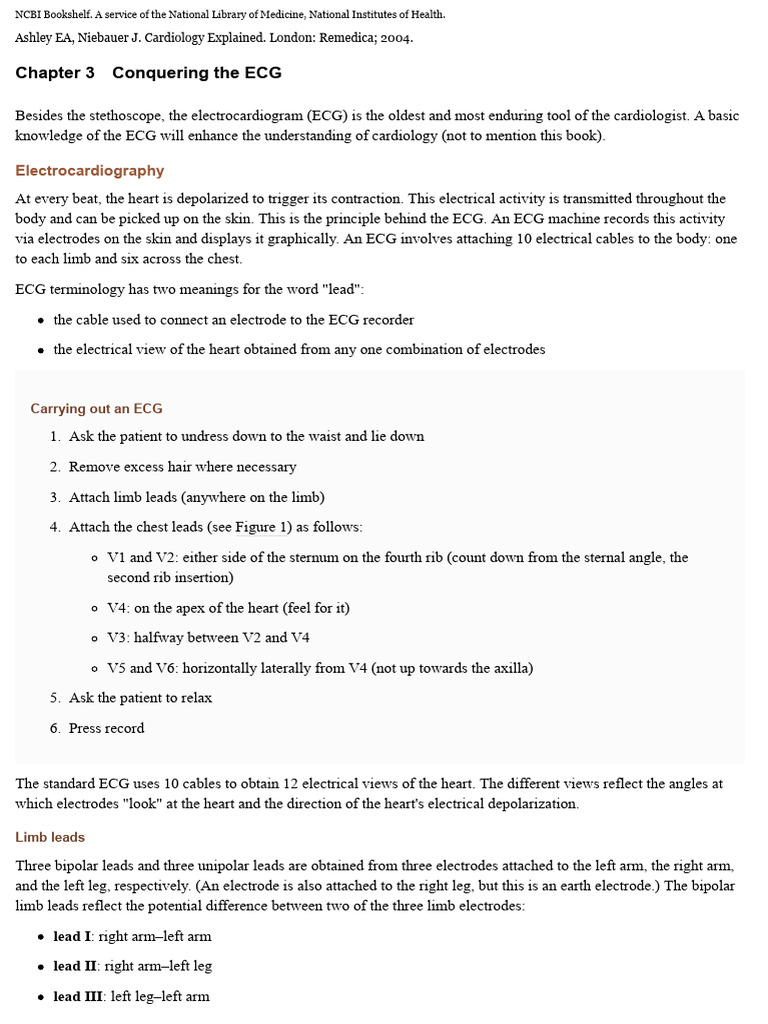 Conquering The ECG Cardiology Explained NCBI Bookshelf PDF