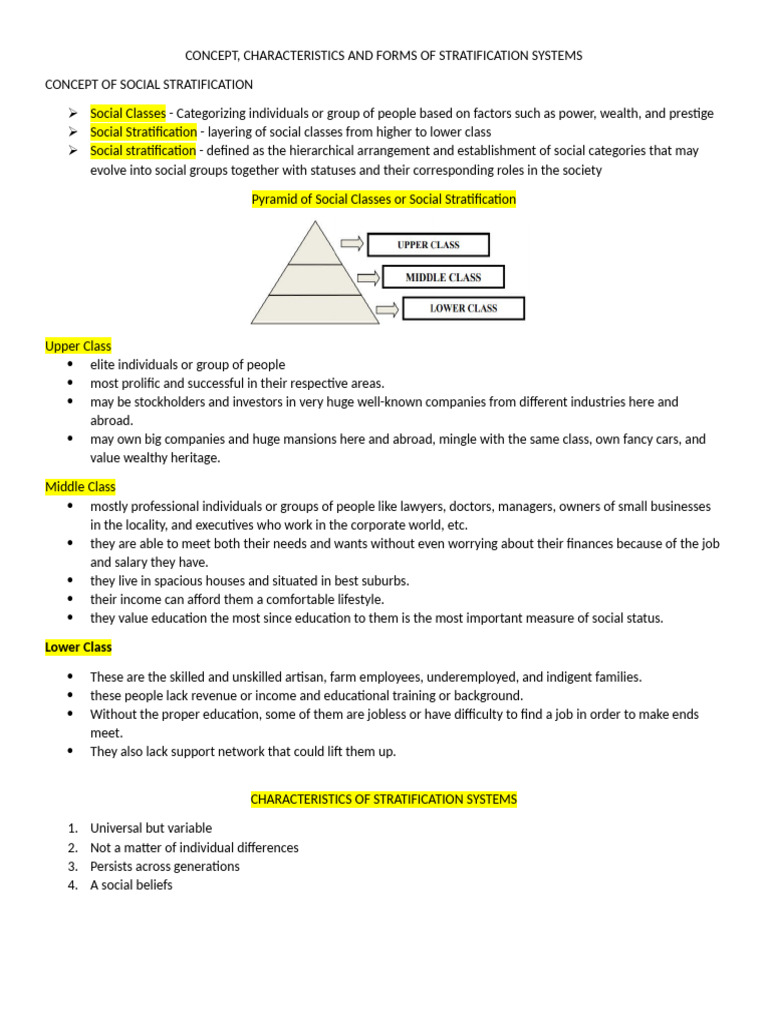 Understanding Social Stratification Systems | PDF | Social ...