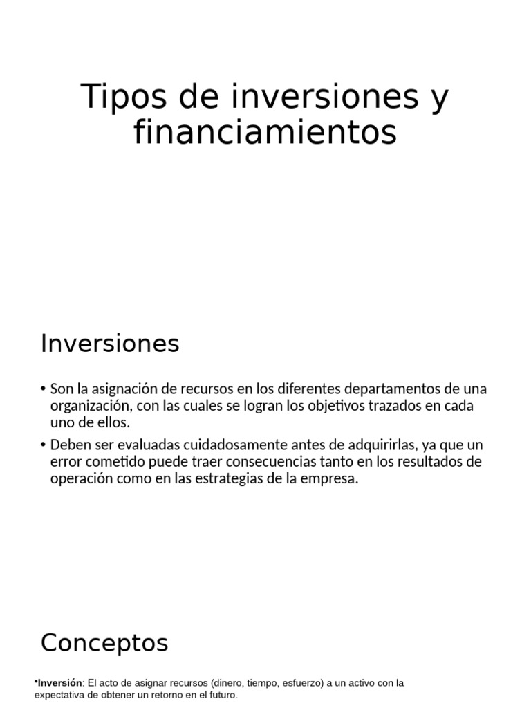 Tipos de Inversiones y Financiamientos | PDF | Hipotecas | Business