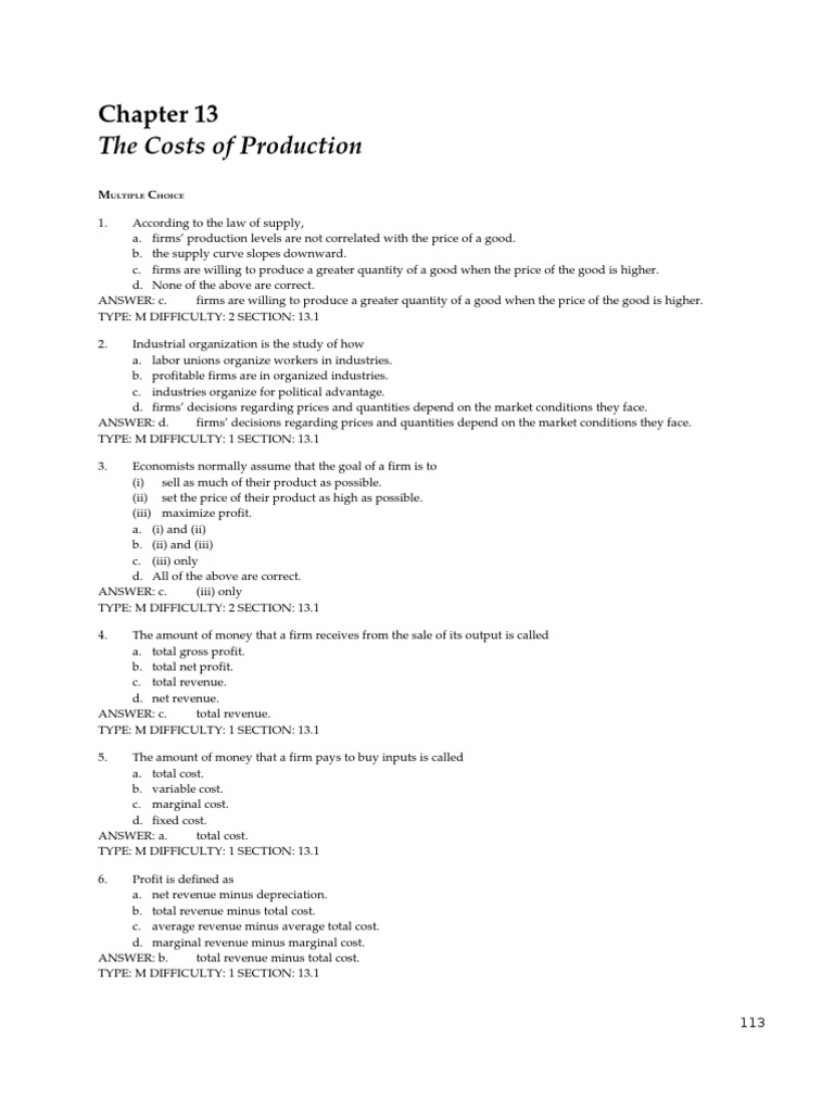Understanding Production Costs and Profit | PDF | Average Cost ...