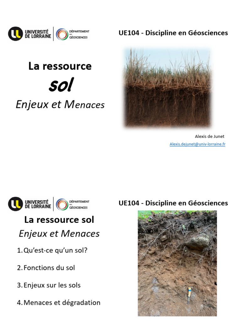Enjeux et Menaces des Sols | PDF | Sol (pédologie) | Géographie physique