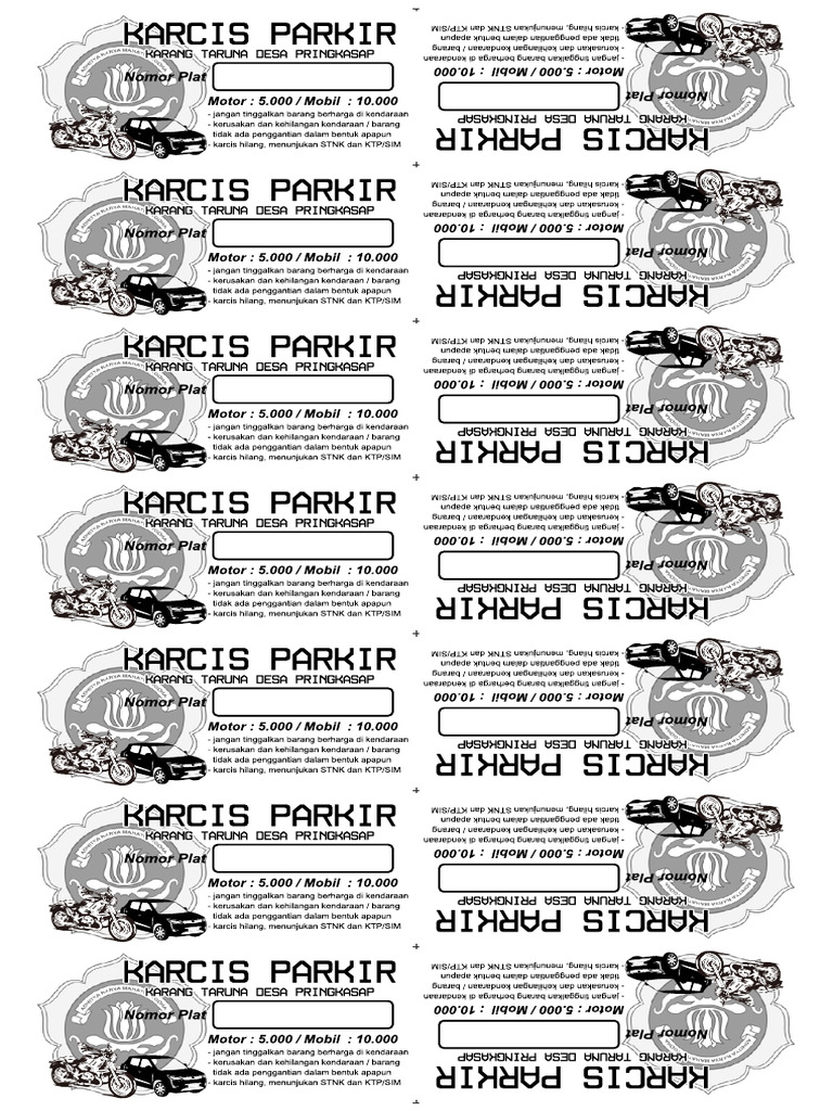 Karcis Parkir Karang Taruna - 3rim - Tinta Biru - Finising | PDF