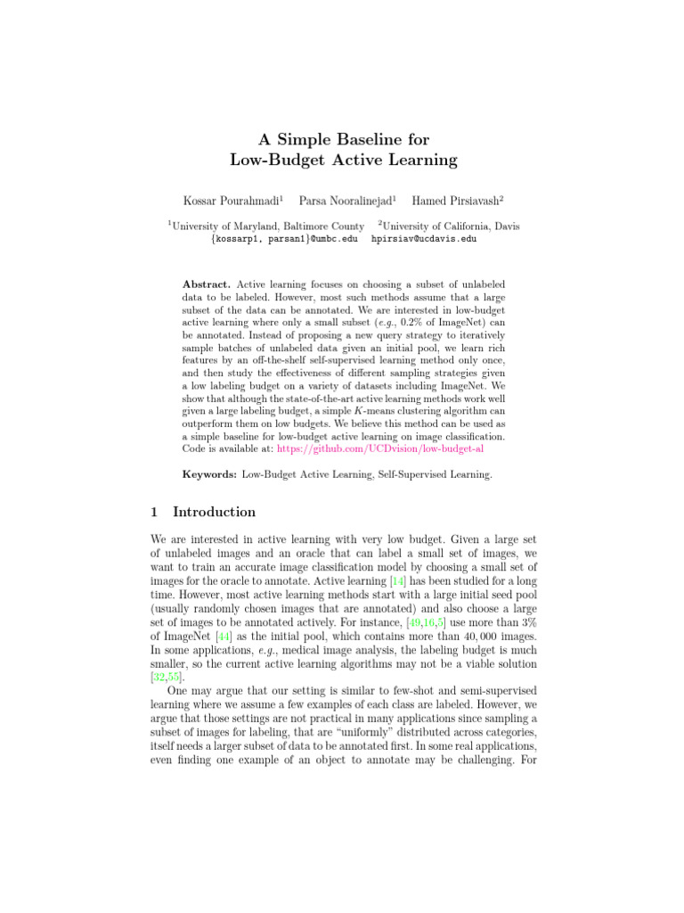 Low-Budget Active Learning Baseline | PDF | Cluster Analysis ...