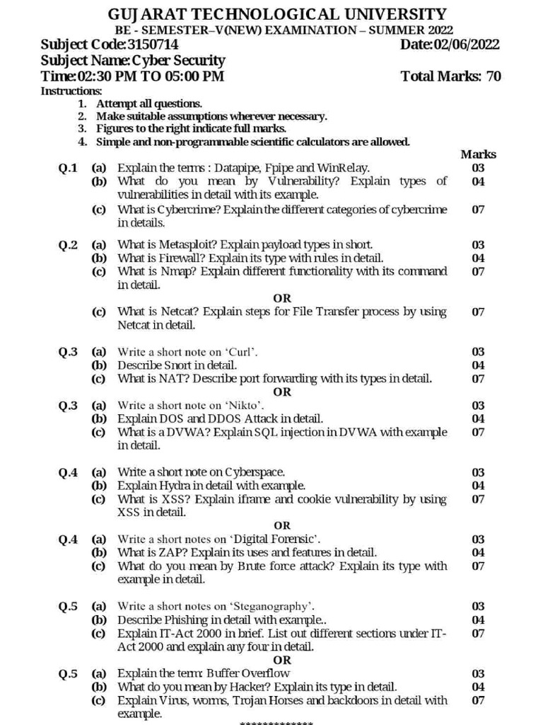 C S Gtu Papers PDF | PDF
