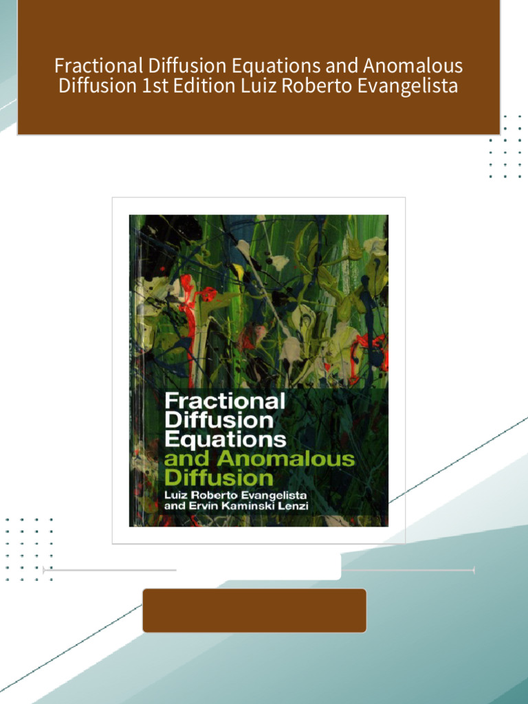 Fractional diffusion equations and anomalous diffusion 1st edition luiz