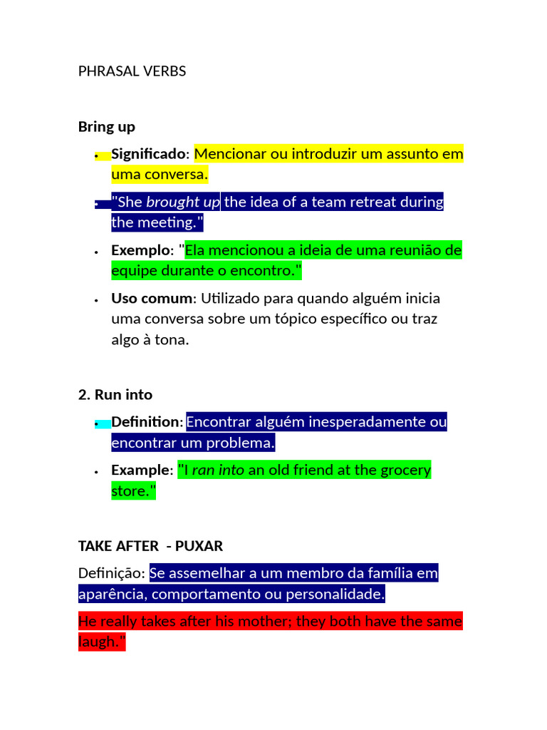 Phrasal Verbs: Significados e Exemplos | PDF