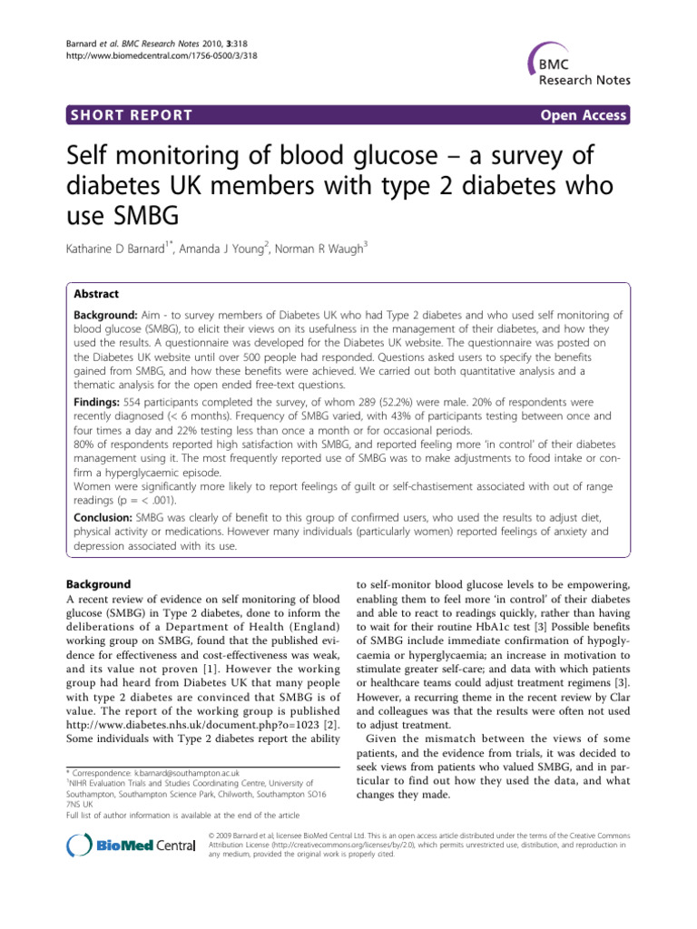 SMBG Benefits in Type 2 Diabetes Survey | PDF | Diabetes | Questionnaire