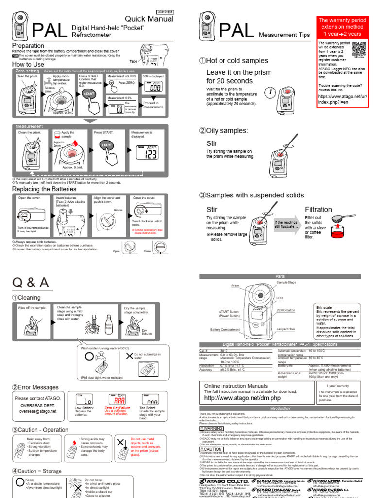 PAL Refractometer User Guide | PDF